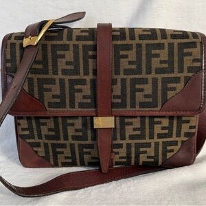 Fendi Black and Brown Monogram Shoulder Bag